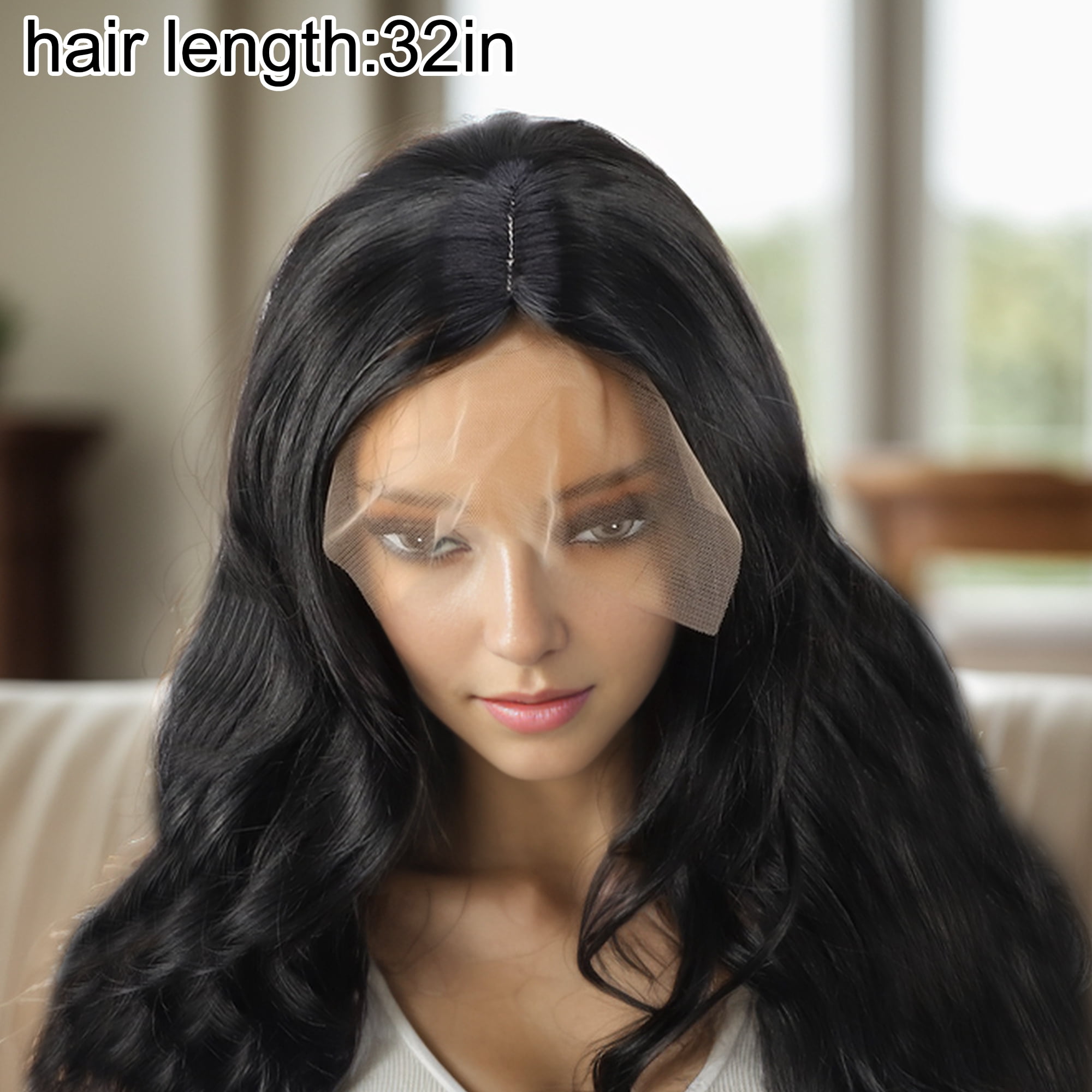 Unique Bargains 1 Pc Big Curly Long Hair Hair Wig High Temperature Fiber 32in Human Wig Black for Women