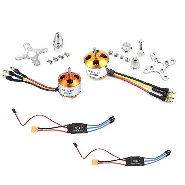 2pack 2212 1400kv/2200kv Brushless Outrunner Motor With Mount 10t/6t+30a Xt60 Esc For Rc Aircraft Q-Excellent
