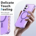 thumbnail image 4 of for Samsung Galaxy S24 Magnetic Case, Support Mag-Safe Charging, Anti-Fingerprint Slim Shockproof Rugged Wave Edge Frame Design Phone Case Cover for Samsung Galaxy S24, Purple, 4 of 6