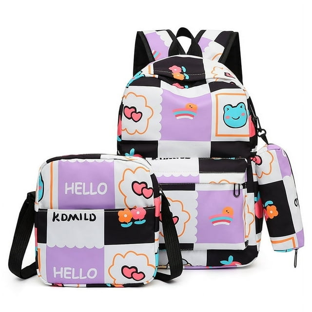 MesaSe Cartoon Print Backpack Lightweight Bookbag Multifunctional Backpack (Light Pink)