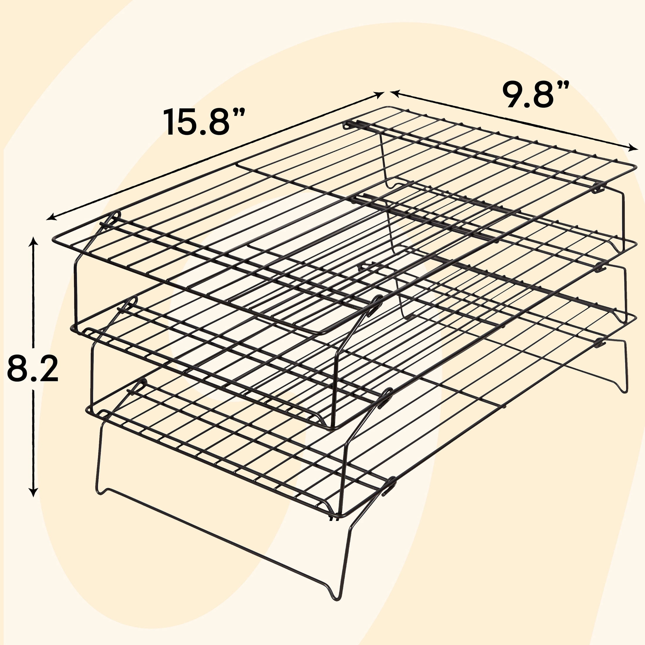 Wilton Ultra Non-Stick 15" x 9" 3-Tier Steel Cooling Rack Foldable Stackable Cooling Grid