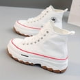 thumbnail image 1 of Zapatos De Lona De Caña Alta Para Mujer, Zapatillas Clásicas Con Cordones Y Plataforma, Zapatos Para Exteriores Para Mujer Que Combinan Con Todo, 1 of 3