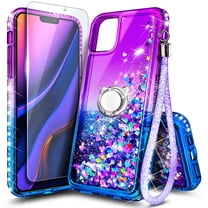 For iPhone 14 Pro Max Case Glitter, Sparkly Soft TPU Bumper for Women Girls Transparent Protective Phone Case, Purple&Blue