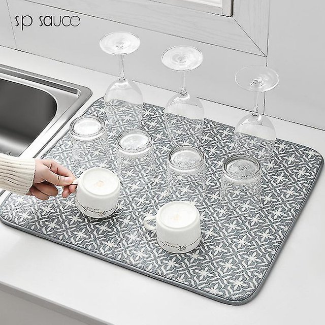 Tapete absorbente de microfibra para secar platos, tapete de secado para encimera, almohadilla escurridora de platos navideños, Protector de mesa resistente al calor