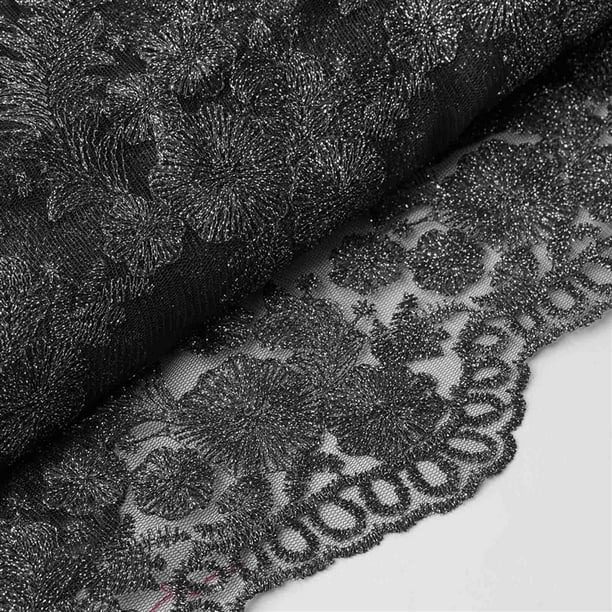New tulle fabric at walmart 54 X 4 Yards Black Embroidered Tulle Fabric Walmart Com