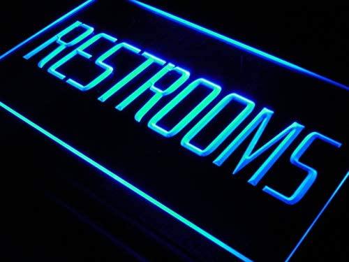 Restroom LED Neon Sign – 12x8 Inch Acrylic Bathroom Sign With Hanging Chain, 110V-240V