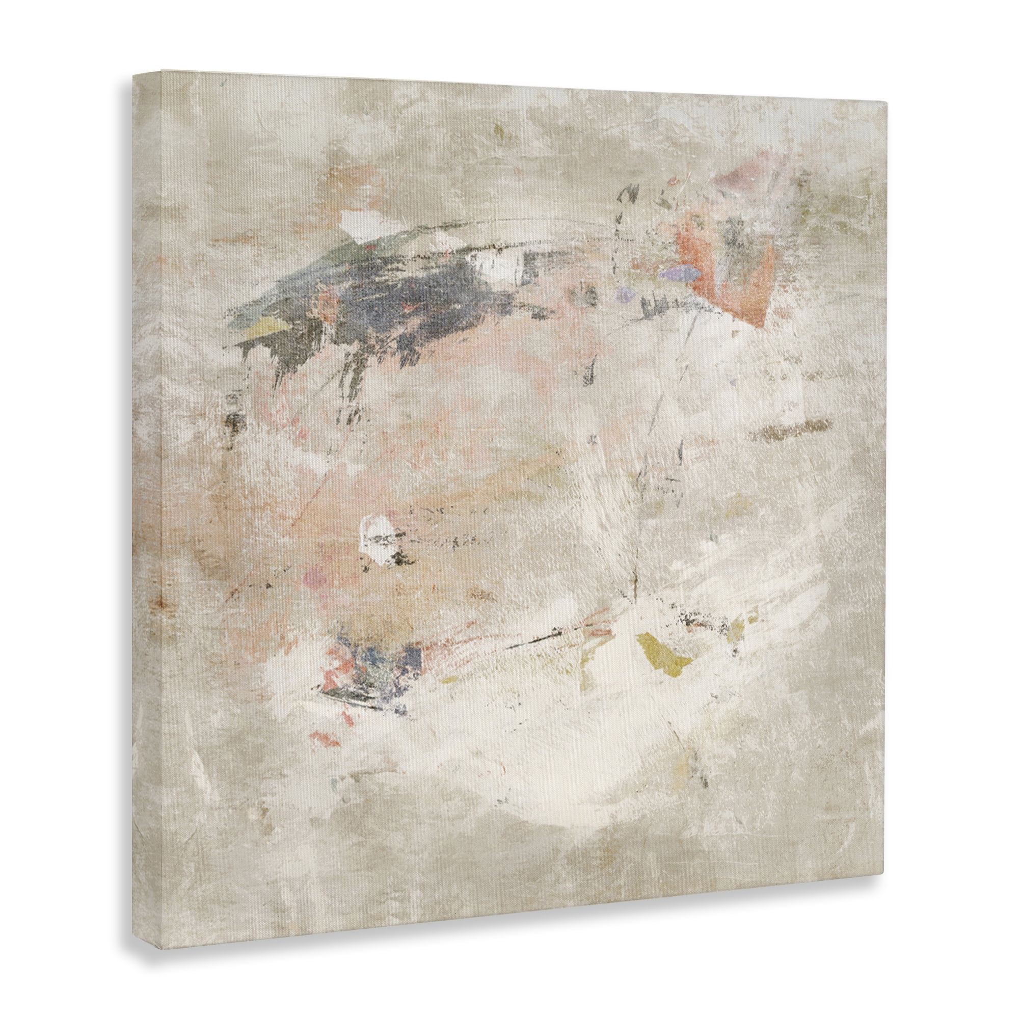 Stupell Industries Distressed Pale Neutrals Abstract Painting Wrapped Canvas Art Print Wall Art, 24 x 24