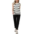 thumbnail image 2 of INSPIRE CHIC Crochet Tank Top for Women's Stripe Sleeveless Summer Hollow Out Vacation Casual Vest S Black White, 2 of 6