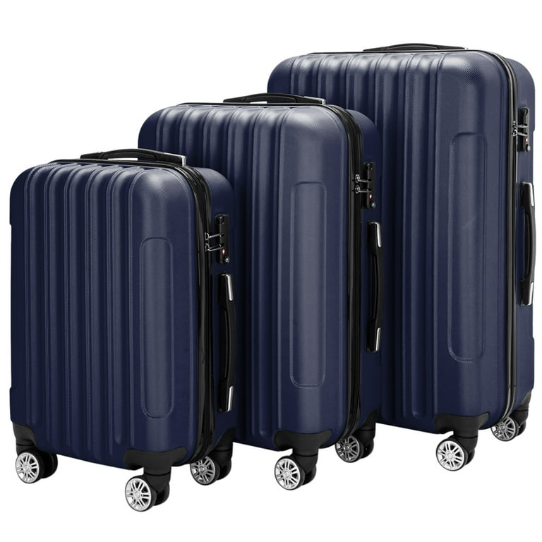 3 Piece Luggage Set Hardshell Lightweight Suitcase with TSA Lock Spinner Wheels 20in24in28in. Navy Blue 31353576 Walmart
