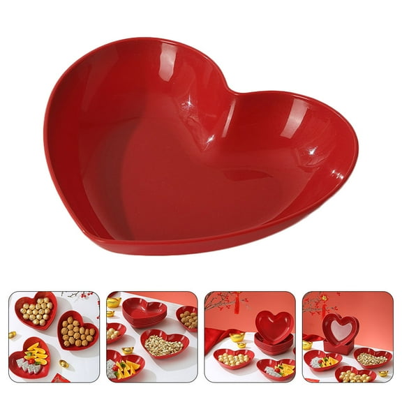 GAXIRE 5-Piece Heart Shaped Red Serving Trays for Fruit and Snacks, Practical Design for Kitchen and Home Use