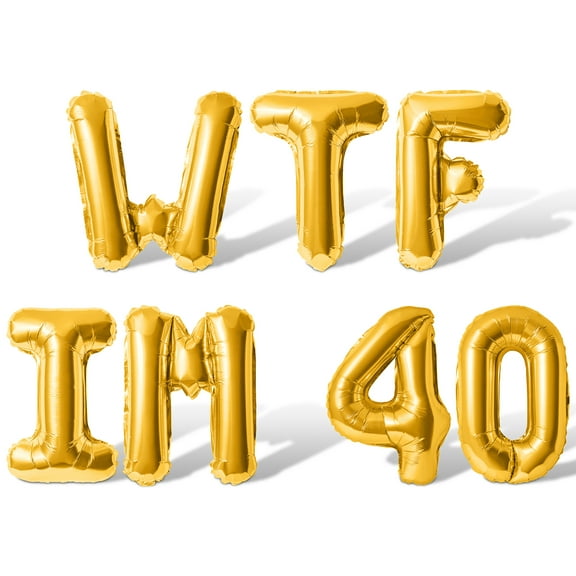 Letter Balloons - WTF IM 40 16" Inch Alphabet Letters Foil Mylar Balloon 40th Birthday Party Banner (Gold)