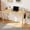 Natural, variant on BESKADI 32 Inch Mid Century Modern Desk - Rubber Wood Desk with Drawers, Vintage Narrow Desks with 2 Hooks, Small Writing Desks for Small Spaces, Bedroom, Living Room & Office, Walnut Color