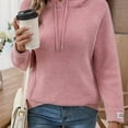 thumbnail image 6 of Women's Hooded Sweatshirt Casual Long Sleeve Drawstring Pullover sweater with Pocket Pink S, 6 of 6