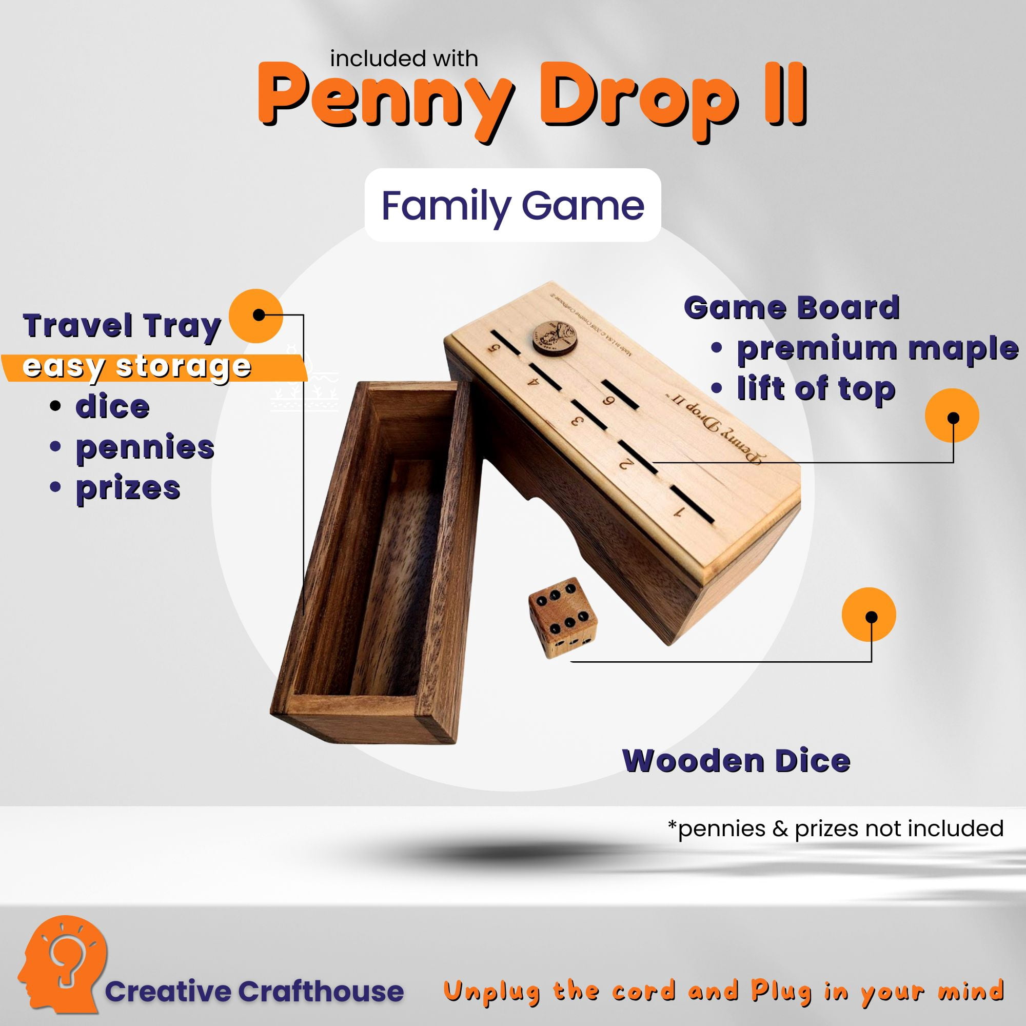 Creative Crafthouse Penny Drop II Premium Wood Family Dice Game