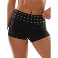 thumbnail image 1 of Shorts de verano para mujer con dobladillo, corte ajustado, estilo casual, con remaches y tiro bajo., 1 of 9