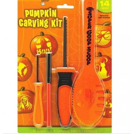 - Halloween Decoration Tools ~ 14 Pc Halloween Basic Jack O Lantern Pumpkin Carving Kit with stencils