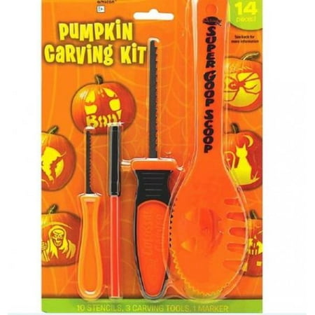 Halloween Decoration Tools ~ 14 Pc Halloween Basic Jack O Lantern Pumpkin Carving Kit with (Best Pumpkin Carving Kit)