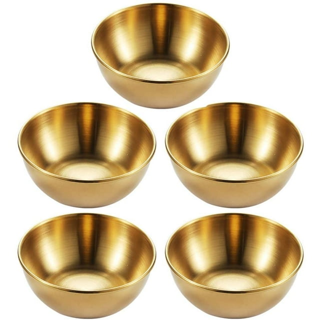 piezas de tazones de acero inoxidable, tazones para salsa, tazones para especias, mini tazones para salsa, tazones pequeños para servir, sushi, ketchup, tazones para salsa, juego de salsa, tazón para refrigerios, papas fritas (dorado) brillar Electrónica