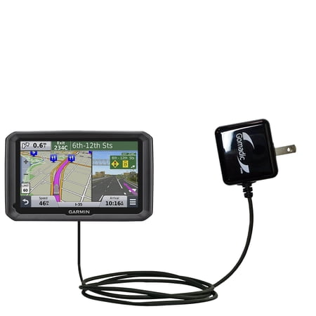 Gomadic Intelligent Compact AC Home Wall Charger suitable for the Garmin dezl 570 LMT - High output power with a convenient, foldable plug design - Us