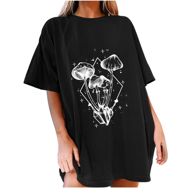 Blusa de manga corta de verano con estampado de sol y luna gótica vintage para mujer Pompotops hfajkhk140809