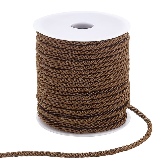 1 Roll 30M 3-Ply Polyester Twisted Cord Round Coconut Brown 3mm about 32.81 Yards(30m)/roll