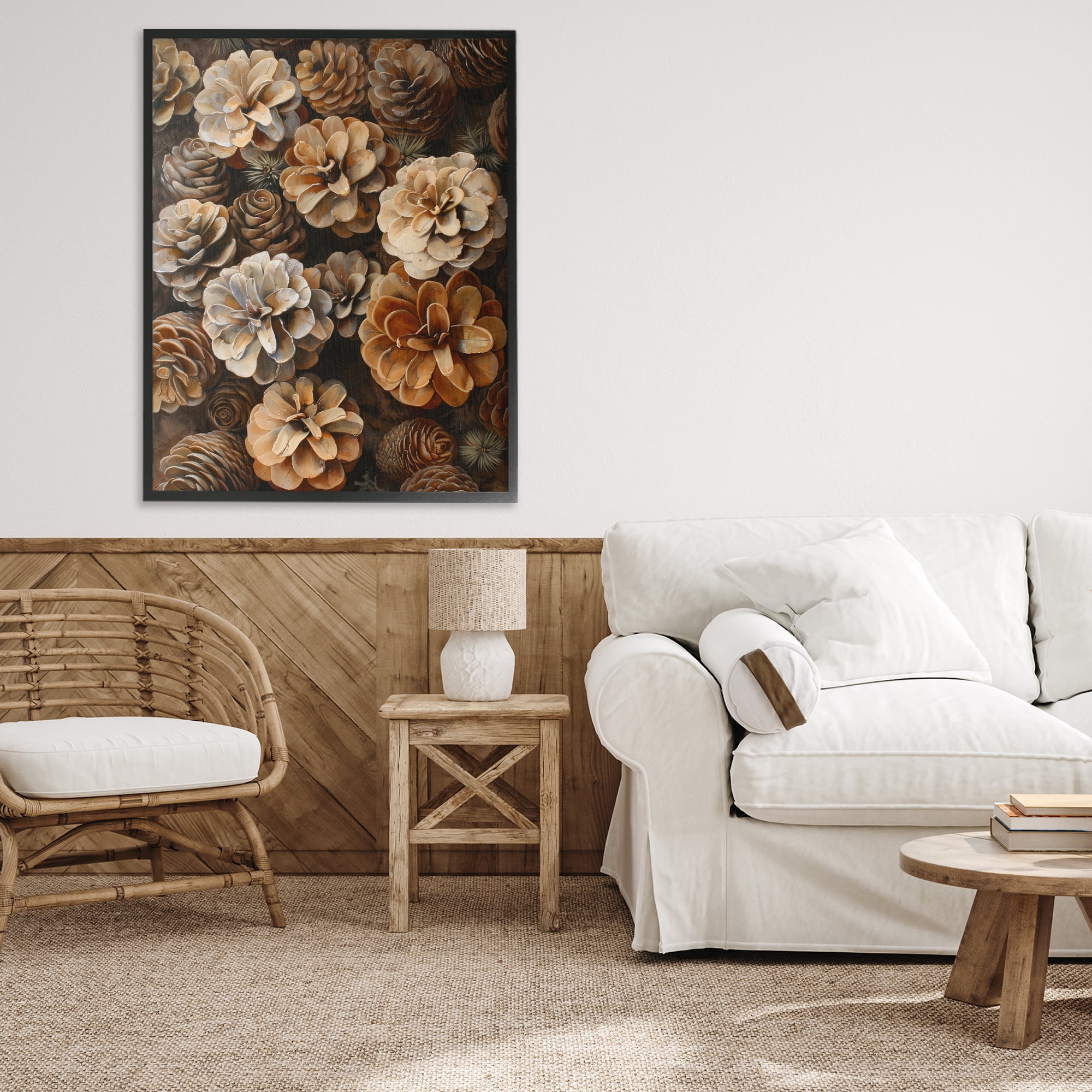 Stupell Industries Pinecone Arrangement Rustic Botanicals Black Framed Giclee Art, design by Creative Studio