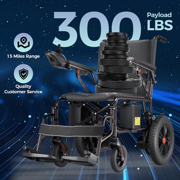 Edcsi Lightweight Electric Wheelchair for Adults - Foldable Travel Motorized Wheelchairs for Seniors, Folding Portable Wheelchair & Compact Fold Power Wheelchair