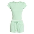 thumbnail image 5 of No Boundaries Sleep Ribbed Tee and Shorts Set, 2-Piece, Women’s XXS-3X, 5 of 5