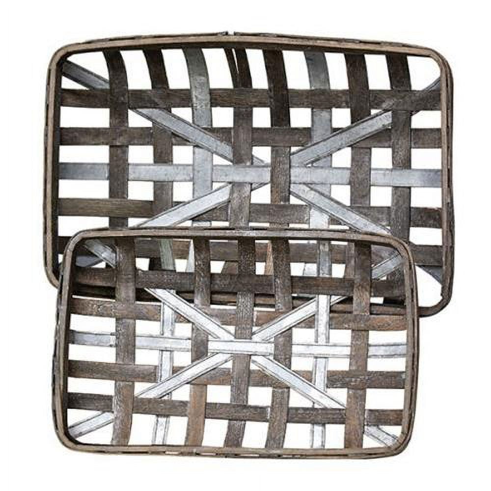 large square tobacco basket CWI Gifts Gray Wash Rectangle Tobacco Baskets w/Metal Strips 2/Set, Multi