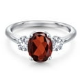 thumbnail image 3 of Gem Stone King 925 Sterling Silver Red Garnet and White Created Sapphire Engagement Ring for Women | 2.63 Cttw | Oval 9X7MM | Gemstone January Birthstone | Size 6, 3 of 6