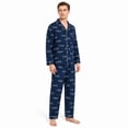thumbnail image 5 of Akmaiox Mens Pajamas Set Cotton 2 Piece Long Sleeve Lapel Button Down Shirt Elastic Waist Pants Casual Loose Lounge Sleepwear Sets, 5 of 5
