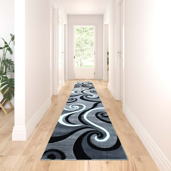 Masada Rugs High Quality Hand Carved Long Runner Area Rug Modern Contemporary Grey White Black (2 Feet 8 Inch X 15 Feet 6 Inch) Runner