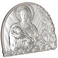 thumbnail image 1 of Italian Sterling Silver Argento Madonna and Child Religious Icon,On Cherry-wood Back, 1 of 2