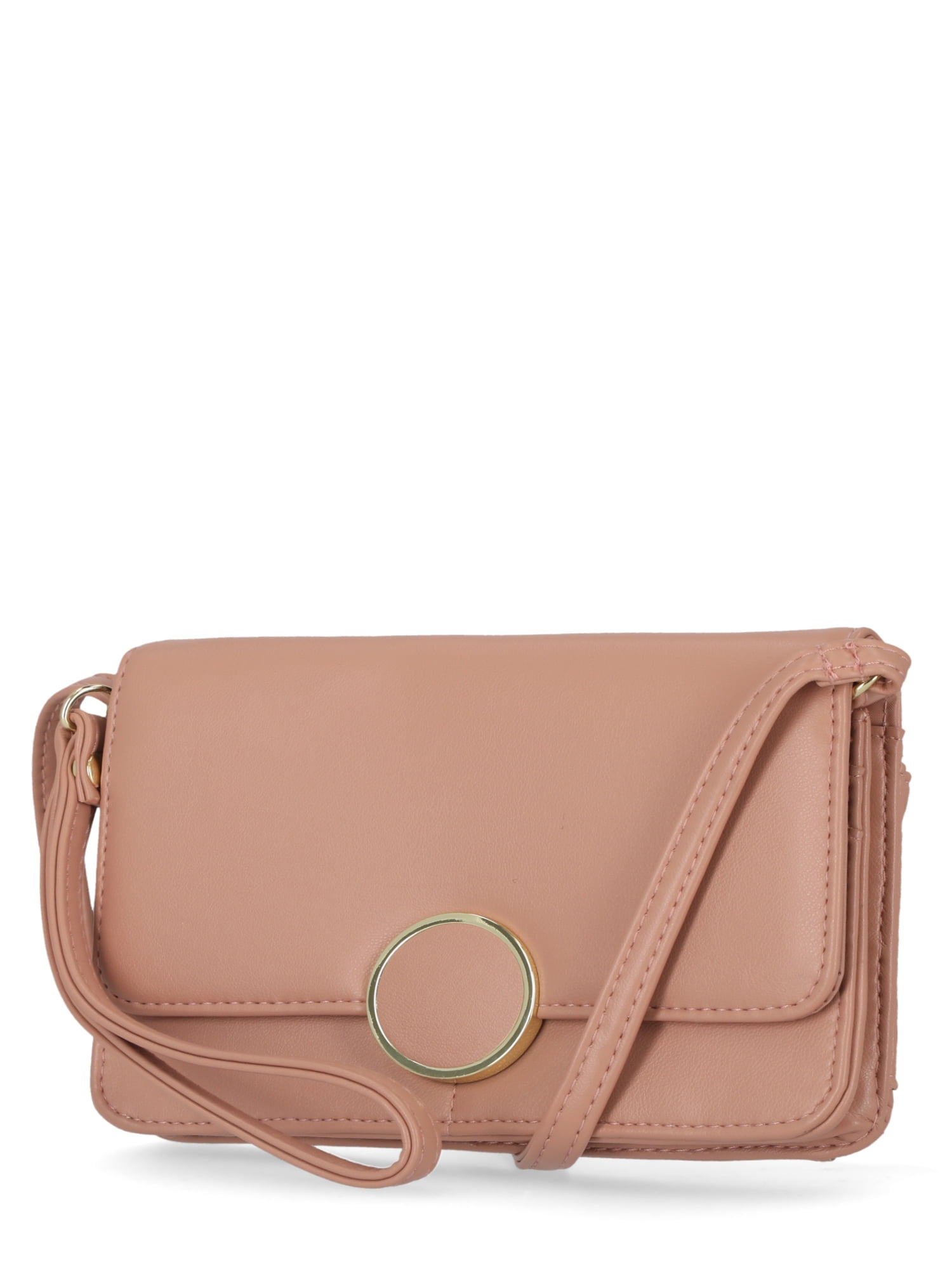 Time and Tru Women's Call Me Anytime Crossbody Handbag Vinyl, Coral