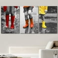 thumbnail image 2 of wall26 3 Panel Canvas Wall Art - Bright Color Red and Yellow Rain Boots in Black and White Photo - Giclee Print Gallery Wrap Modern Home Art Ready to Hang - 16"x24" x 3 Panels, 2 of 5