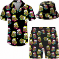 thumbnail image 4 of Men's 2 Pieces 80s 90s Outfit Retro Shirts And Shorts Set With Hat Hawaiian Beach Tracksuits For Men Disco Party, 4 of 6