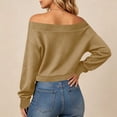 thumbnail image 6 of SSZMDLB Women Off Shoulder Long Sleeve Sweater Casual Loose Fit Comfy Basic Tops For Party Daily Wear Fall Winter, Khaki XL, 6 of 7
