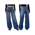 thumbnail image 2 of FOCUSNORM Pantalon en Denim Printemps Été pour Femmes Taille Basse Jambes Larges avec Multi-Poches, 2 of 8