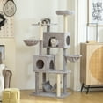 thumbnail image 2 of PawHut Arbre à Chat de 66 Pouces avec Condos à 2 Portes, 3 Grands Hamacs, Gris Pâle, 2 of 10