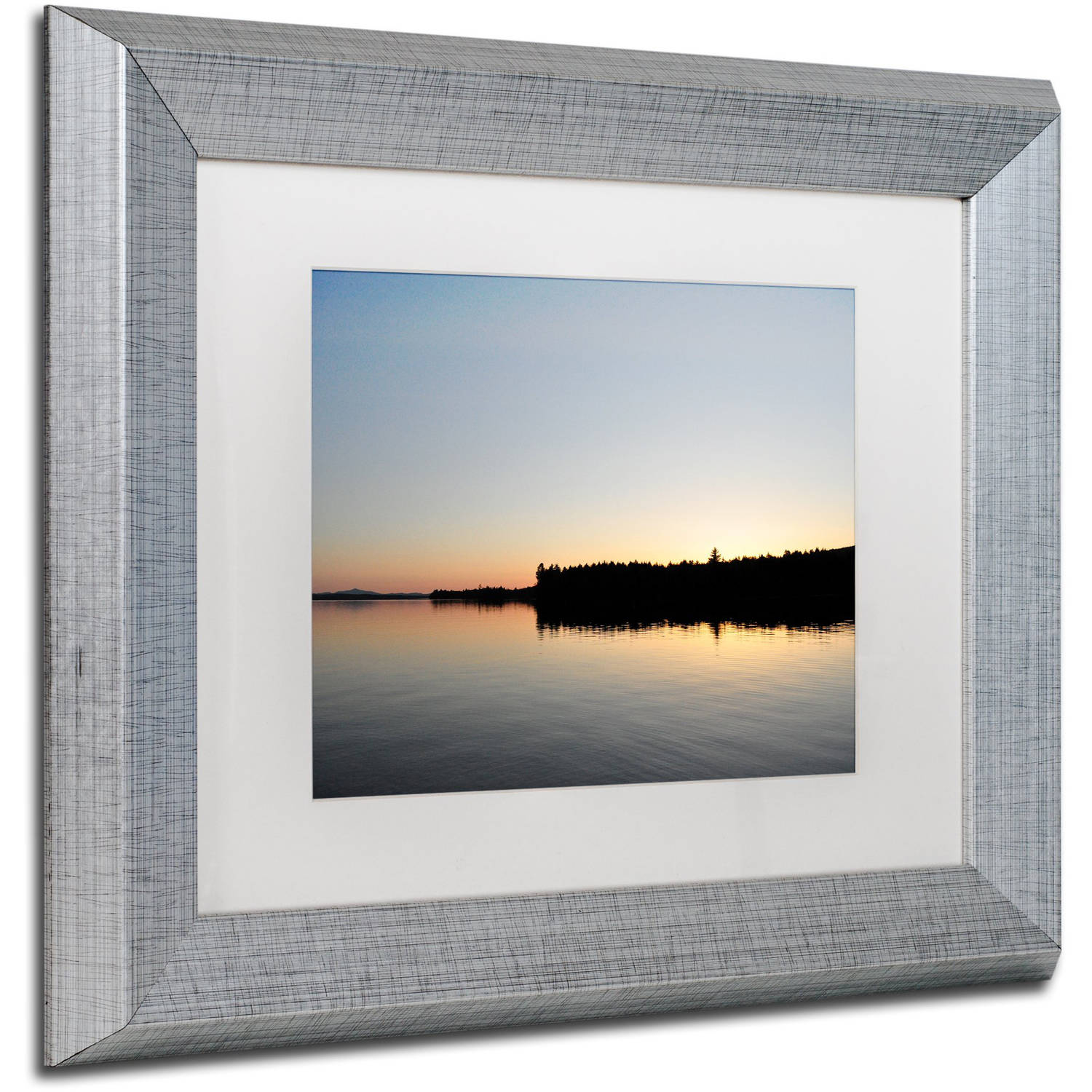 Trademark Fine Art 'Moosehead Lake Sunset' Canvas Art by Nicole Dietz, White Matte, Silver Frame