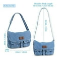 thumbnail image 3 of Denim Bag Casual Tote Bag Denim Shoulder Bag Aesthetic Canvas Messenger Bag Lightweight Crossbody for Women and Men 12.6x10.2x3.1 Inch, Sky Blue, 3 of 7