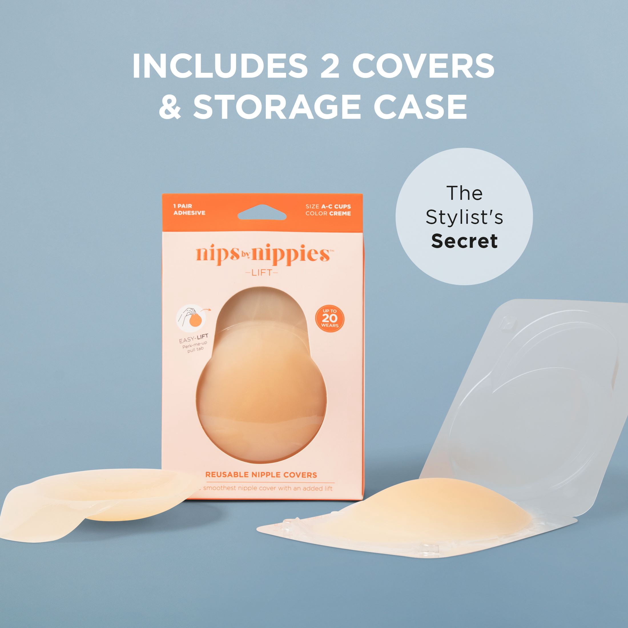 Nips by Nippies Women's Reusable Sticky Silicone Nipple Cover with Lift, Sizes A-C