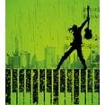 thumbnail image 3 of Popstar Party Duvet Cover Set, Music in the City Theme Singer with Electric Guitar on Grunge Backdrop, Decorative 3 Piece Bedding Set with 2 Pillow Shams, Queen Size, Lime Green Black, by Ambesonne, 3 of 3