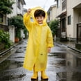 thumbnail image 5 of Kids Rain Poncho, Reusable Waterproof Hooded Rain Cape for Children with Adjustable Drawstring, Portable Tear-Resistant EVA Rain Gear for Outdoor Play, School, Hiking, and Camping, 5 of 6