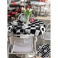 thumbnail image 5 of Outdoor Tablecloth with Umbrella Hole for Patio/Picnic/Party/Camping, Black White Plaid Footballs Waterproof Table Cloth Round Cover Washable, Modern Abstract Art Balls Sport (Dia 60"), 5 of 9