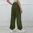 thumbnail image 5 of Fleece Sweatpants for Women Fuzzy Plush High Waisted Teddy Furry Trouser Winter Warm Cinch Joggers with Pockets, 5 of 5