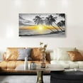 thumbnail image 3 of HFDF Beach Wall Art Bedroom Wall Decor Living Room,Ocean Canvas Wall Art Office Farmhouse Paintings Artwork Modern Golden Sunshine Black and White Sea Wall Art Prints Pictures 20x16inch Framed, 3 of 6