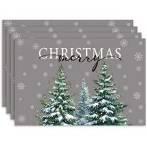 Merry Christmas Kitchen Placemats, Winter Place Mats Washable Placemats Set of 4, Christmas Table Mats Indoor for Dining Kitchen Home Decoration Table Setting Decor Outdoor -SD001