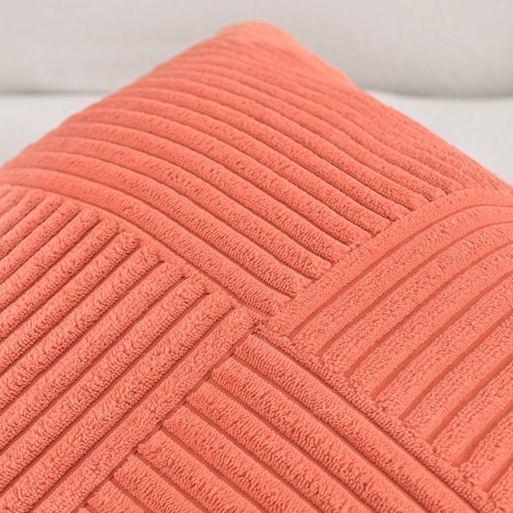 2 Packs Decorative Throw Pillow Covers for Living Room Couch Bed, Farmhouse Boho Home Decor, Soft Corss Corduroy Patchwork Textured Square Cushion Case