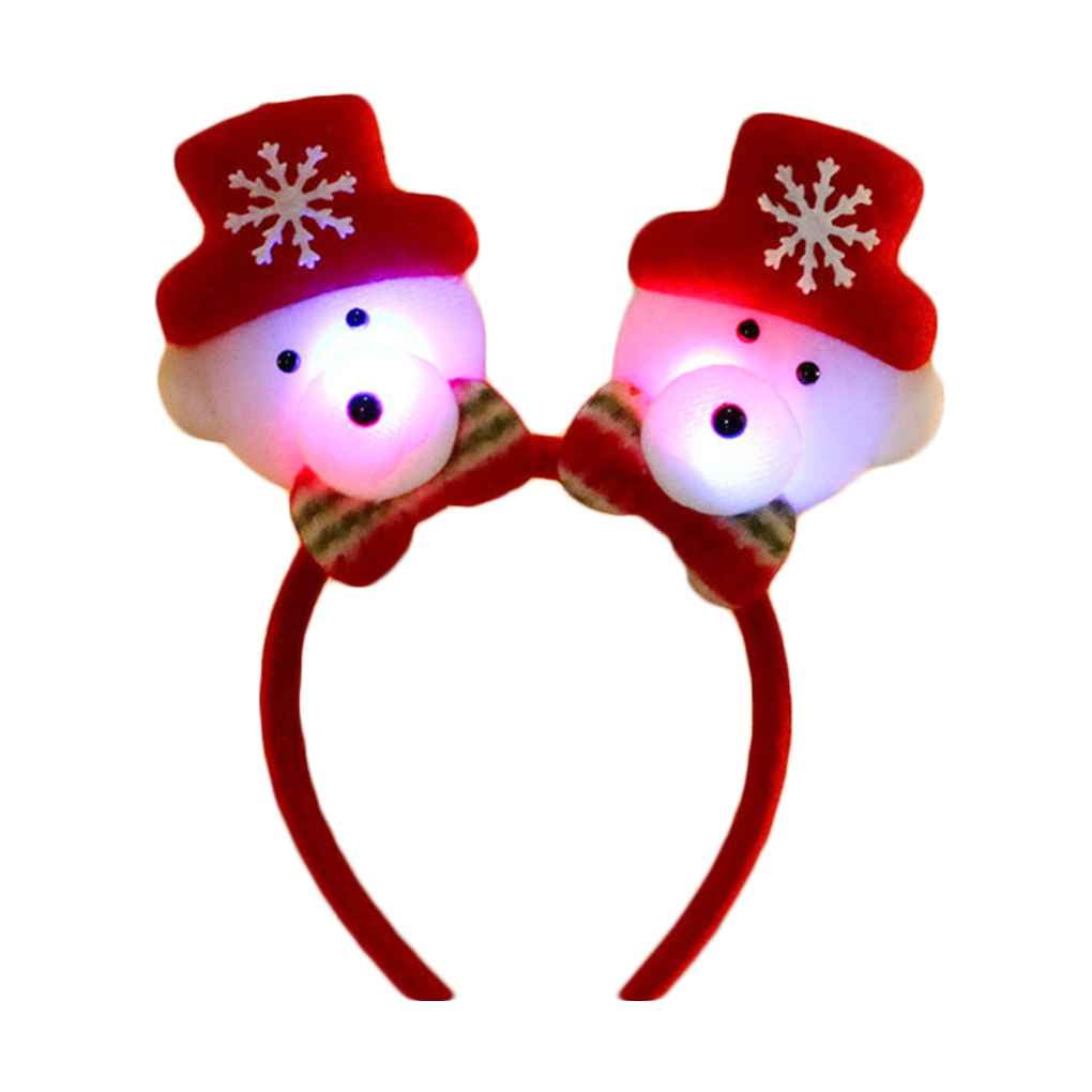 Girls Snowman Headband Children Christmas Headbands LED Light Headwear
